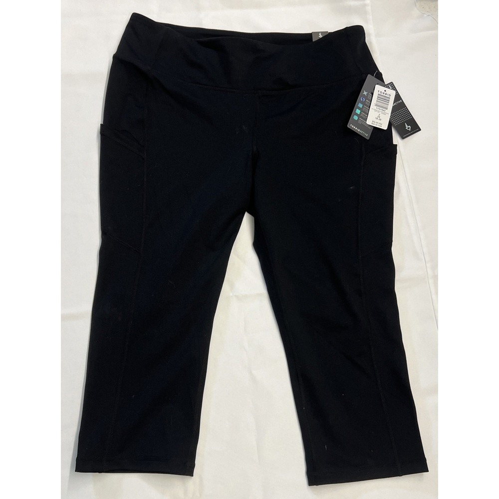 NEW 2X 18W 20W Torrid Active High Rise Capri Swim Legging Bottoms Black Plus NWT - Picture 2 of 6